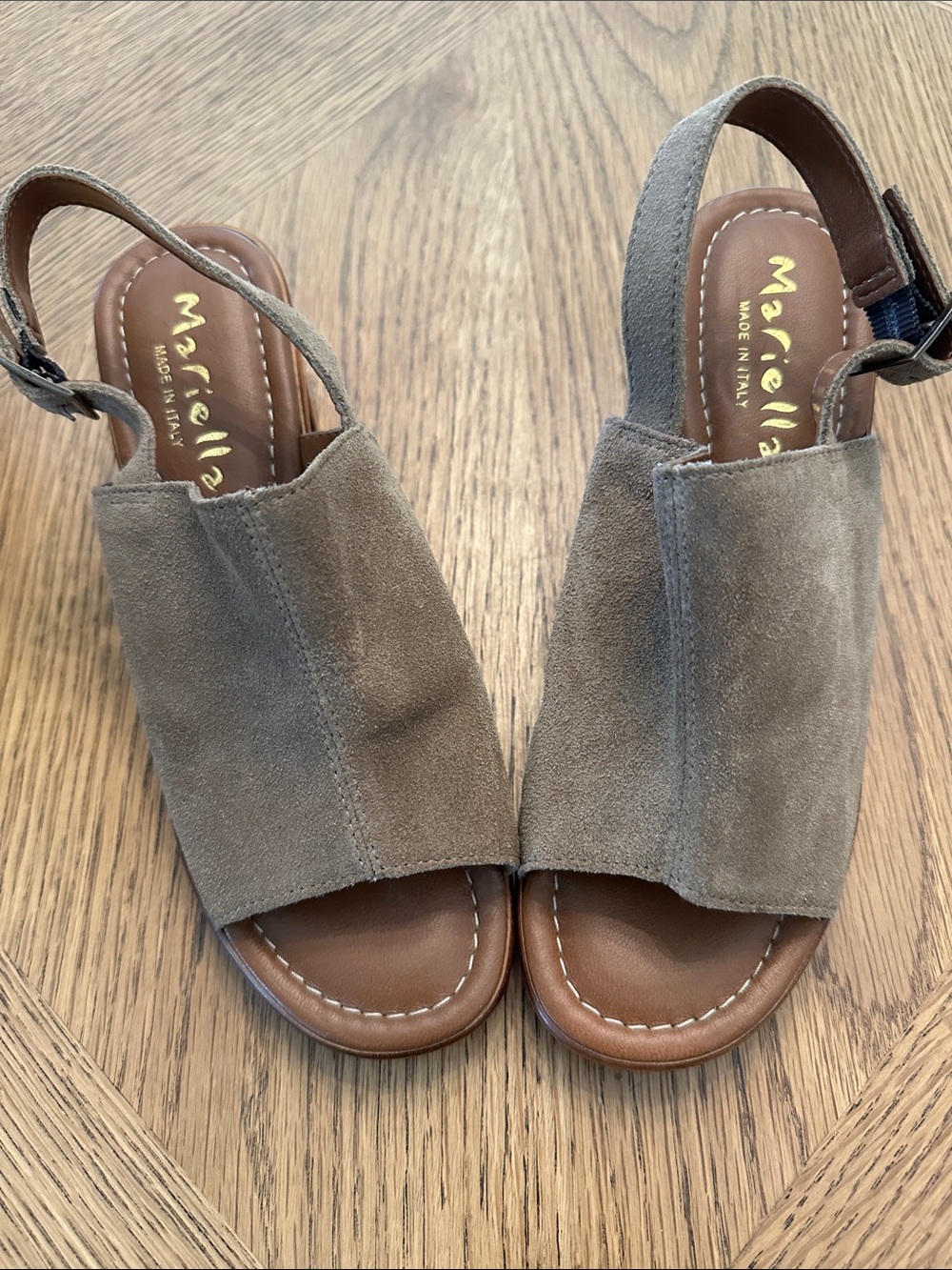 Mariella Taupe Suede Slingback Sandals - Open Toe Comfort